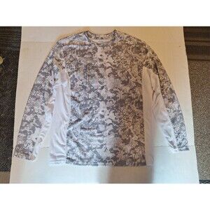 HUK Performance Fishing Long Sleeve Crew Shirt (Men's Medium) Gray & White Camo